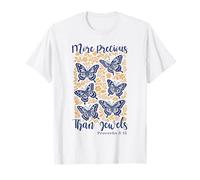 More Precious Than Jewels Proverbios Versículo de la Biblia Mariposas Camiseta