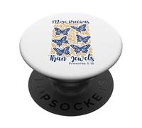 More Precious Than Jewels Proverbios Versículo de la Biblia Mariposas PopSockets PopGrip Adhesivo