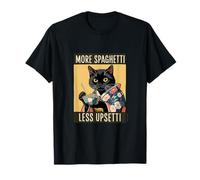 More Spaghetti Less Upsetti Vintage Arte japonés Gato divertido Camiseta