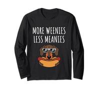 More Weenies Less Meanies Dachshund Lover Funny Dog Saying Manga Larga