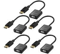 Moread Adaptador DisplayPort (DP) a VGA Chapado en Oro para DisplayPort a VGA (Macho a Hembra), Compatible con Ordenador, Ordenador de sobremesa, portátil, Monitor, proyector, HDTV
