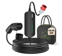 Morec Cable de Carga Tipo 2 16A 11KW 380V, Cargador EV y Estación de Carga Móvil con Enchufe CEE Trifásico, Caja de Pared Móvil EVSE Portátil de 6M para Vehículos Eléctricos con Estuche de Transporte