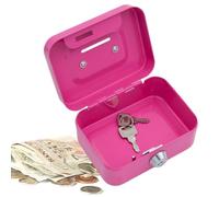 Moreeulsi Caja de dinero pequeña de metal con cerradura rosa, mini caja de seguridad, caja de dinero, cerradura de llave, caja fuerte de acero