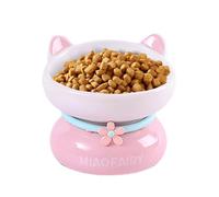 Moreeulsi Cuencos elevados de cerámica para Gatos, prevención de reflujo, Bonitos Cuencos elevados de Inclinada para Gatos estables para Alimentos y Agua