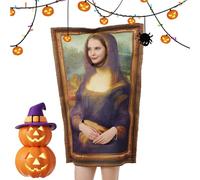 Moreeulsi Disfraz de pintura famosa de 35 x 25 x 8 cm, ropa de broma portátil, disfraces de fiesta de Halloween, disfraz de la semana temática de carnaval, disfraz divertido de Mona Lisa