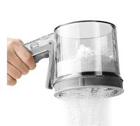 Moreeulsi Tamiz de harina para hornear, colador de malla fina, plumero semiautomático de acero inoxidable para azúcar, restaurante, cocina, pasteles, hogar