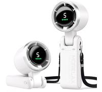 Morelax Turbo Ventilador Portátil de Mano, 5 Velocidades con Pantalla LED, Motor Potente, 4000 mAh, Recargable por USB, Para Actividades al Aire Libre, Viajes y Trabajo,Blanco