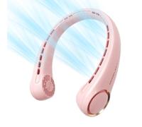 Morelax Ventilador de Cuello Portátil, 3 Velocidades Ajustables, Funcionamiento Silencioso, Batería USB Recargable 4000mAh, Ligero y Compacto, Ideal para Casa, Viajes y Actividades al Aire Libre, Rosa