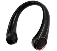 Morelax Ventilador de Cuello Portátil Recargable USB, 3 Velocidades Ajustables/Súper Silencioso/Sin Hojas, Diseño 360° para Viajes, Deporte, Oficina y Hogar (Negro)