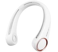 Morelax Ventilador de Cuello Portátil Recargable USB, 3 Velocidades Ajustables/Súper Silencioso/Sin Hojas, Diseño 360° para Viajes, Deporte, Oficina y Hogar (Blanco)