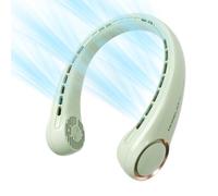 Morelax Ventilador de Cuello Recargable, 3 Niveles de Velocidad, Silencioso, Batería USB 4000mAh, Portátil y Ligero, Perfecto para Hogar, Viajes y Actividades al Aire Libre, Verde