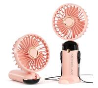 Morelax Ventilador de Mano, Mini Ventiladors Portátil, 4000mAh Recargable, Bolsillo Pequeño Ventilador Con 6 Niveles de Velocidad, USB，Plegable 90° para Casa, Oficina, Escuela, Exterior, Rosa