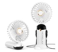 Morelax Ventilador de Mano, Mini Ventiladors Portátil, 4000mAh Recargable, Bolsillo Pequeño Ventilador Con 6 Niveles de Velocidad, USB，Plegable 90° para Casa, Oficina, Escuela, Exterior, Blanco