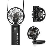 Morelax Ventilador de Mano, Mini Ventiladors Portátil, 5200mAh Recargable, Bolsillo Pequeño Ventilador Con 6 Niveles de Velocidad, USB，Plegable 180° para Casa, Oficina, Escuela, Exterior, Negro