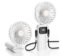 Morelax Ventilador de Mano, Mini Ventiladors Portátil, 5200mAh Recargable, Bolsillo Pequeño Ventilador Con 6 Niveles de Velocidad, USB, Plegable 180° para Casa, Oficina, Escuela, Exterior,Blanco