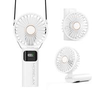 Morelax Ventilador de Mano, Mini Ventiladors Portátil, 5200mAh Recargable, Bolsillo Pequeño Ventilador Con 6 Niveles de Velocidad, USB, Plegable 180° para Casa, Oficina, Escuela, Exterior,Blanco