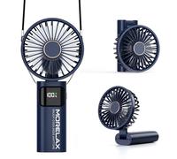 Morelax Ventilador de Mano, Mini Ventiladors Portátil, 5200mAh Recargable, Bolsillo Pequeño Ventilador Con 6 Niveles de Velocidad, USB，Plegable 180° para Casa, Oficina, Escuela, Exterior, Azul