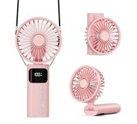 Morelax Ventilador de Mano, Mini Ventiladors Portátil, 5200mAh Recargable, Bolsillo Pequeño Ventilador Con 6 Niveles de Velocidad, USB，Plegable 180° para Casa, Oficina, Escuela, Exterior, Rosa