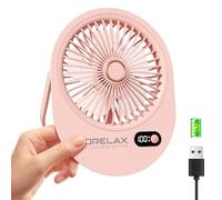 Morelax Ventilador de Mesa Portatil Recargable, Pequeño Ventilador Personal con Viento Fuerte a Batería, Mini Ventilador USB de Mano Para Interiores, Exteriores y Oficinas(Rosa)