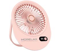 Morelax Ventilador de Mesa Portatil Recargable, Pequeño Ventilador Personal con Viento Fuerte a Batería, Mini Ventilador USB de Mano Para Interiores, Exteriores y Oficinas(Rosa)