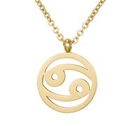 Morella Collar Acero Inoxidable Oro con Colgante Signo del Zodiaco Cáncer en Bolsa de Terciopelo