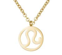 Morella Collar Acero Inoxidable Oro con Colgante Signo del Zodiaco Leo en Bolsa de Terciopelo