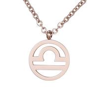 Morella Collar Acero Inoxidable Oro Rosa con Colgante Signo del Zodiaco Libra en Bolsa de Terciopelo