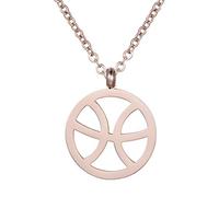 Morella Collar Acero Inoxidable Oro Rosa con Colgante Signo del Zodiaco Piscis en Bolsa de Terciopelo