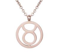 Morella Collar Acero Inoxidable Oro Rosa con Colgante Signo del Zodiaco Tauro en Bolsa de Terciopelo