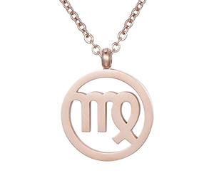 Morella Collar Acero Inoxidable Oro Rosa con Colgante Signo del Zodiaco Virgo en Bolsa de Terciopelo