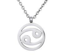 Morella Collar Acero Inoxidable Plata con Colgante Signo del Zodiaco Cáncer en Bolsa de Terciopelo