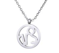 Morella Collar Acero Inoxidable Plata con Colgante Signo del Zodiaco Capricornio en Bolsa de Terciopelo