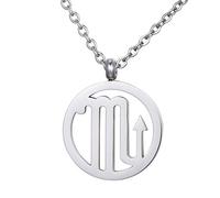 Morella Collar Acero Inoxidable Plata con Colgante Signo del Zodiaco Escorpio en Bolsa de Terciopelo