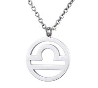 Morella Collar Acero Inoxidable Plata con Colgante Signo del Zodiaco Libra en Bolsa de Terciopelo