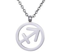 Morella Collar Acero Inoxidable Plata con Colgante Signo del Zodiaco Sagitario en Bolsa de Terciopelo
