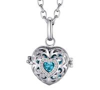 Morella Collar ángel de la Guarda de acero Inoxidable 70 cm con Colgante Amor-corazón y Bola de resonancia de circonita de Color Turquesa Ø 16 mm para Damas en Bolsa para Joyas