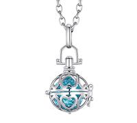 Morella Collar ángel de la Guarda de Acero Inoxidable 70 cm con Colgante Corazones de Amor y Bola de resonancia Ø 16 mm de Color Turquesa para Damas en Bolsa para Joyas