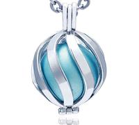 Morella Collar ángel de la Guarda de Acero Inoxidable 70 cm con Colgante Espiral y Bola de resonancia de Color Azul Claro Ø 16 mm para Damas en Bolsa para Joyas
