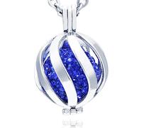Morella Collar ángel de la Guarda de Acero Inoxidable 70 cm con Colgante Espiral y Bola de resonancia de circonita de Color Azul Ø 16 mm para Damas en Bolsa para Joyas