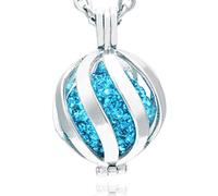 Morella Collar ángel de la Guarda de Acero Inoxidable 70 cm con Colgante Espiral y Bola de resonancia de circonita de Color Turquesa Ø 16 mm para Damas en Bolsa para Joyas