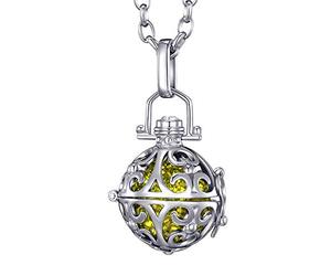 Morella Collar de Acero Inoxidable 70 cm con Colgante Ornamento y Bola de resonancia Ø 16 mm para Damas en Bolsa para Joya Color Amarillo