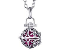Morella Collar de Acero Inoxidable 70 cm con Colgante Ornamento y Bola de resonancia de circonita Ø 16 mm para Damas en Bolsa para Joya Color Rosa