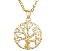 Morella Collar de Mujer con Colgante Árbol de la Vida - Esperanza Dorado 70 cm en una Bolsa de joyería
