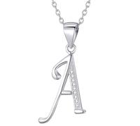 Morella collar de mujer con colgante letra A de 925 plata rodiada con piedras de circonita para damas 45cm color blanco