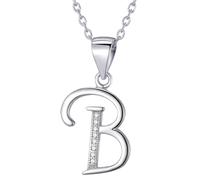 Morella collar de mujer con colgante letra B de 925 plata rodiada con piedras de circonita para damas 45cm color blanco