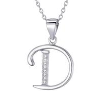 Morella collar de mujer con colgante letra D de 925 plata rodiada con piedras de circonita para damas 45cm color blanco