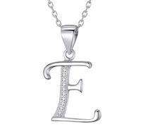 Morella collar de mujer con colgante letra E de 925 plata rodiada con piedras de circonita para damas 45cm color blanco