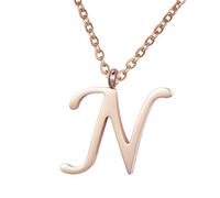 Morella Collar de Oro Rosa y Acero Inoxidable con Colgante Letra N