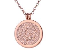 Morella collar mujer oro rosa 70 cm acero inoxidable y colgante amuleto Coin 33 mm en bolsa para joyas