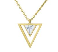 Morella Collar Mujeres con Colgante Doble triángulo Blanco de Acero Inoxidable Oro en Bolsa de Terciopelo